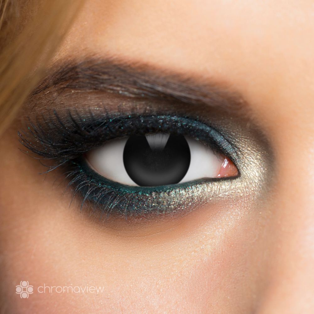 Attitude Holland - Black Out Halloween farbige Kontaktlinsen 1 Tag - Schwarz